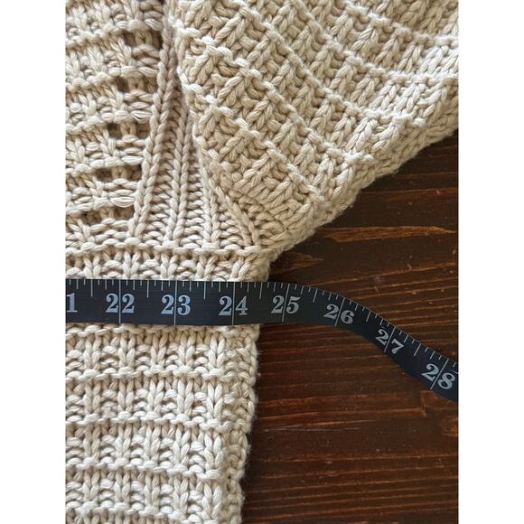 Gianni Bini Oversized Crop Chunky Cable Knit Fishermen Sweater M Cream Designer - Picture 10 of 13